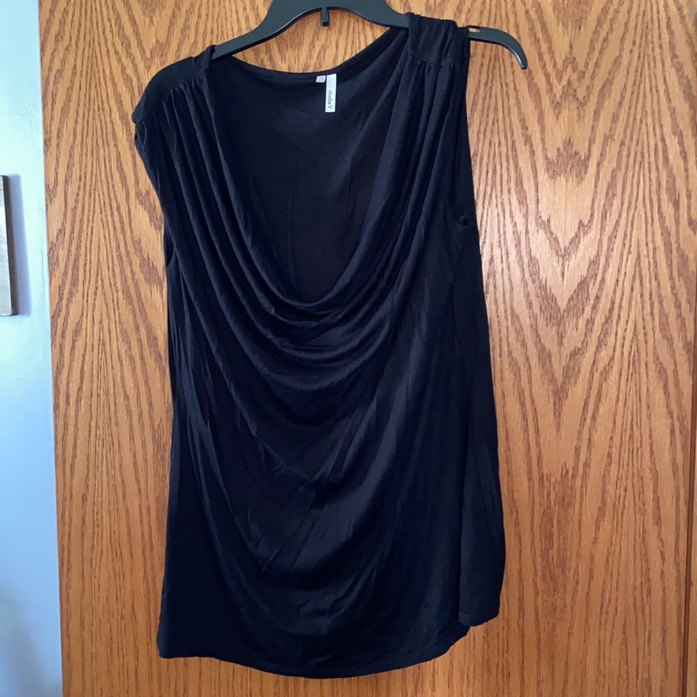 Studio Y XL black drape neck top